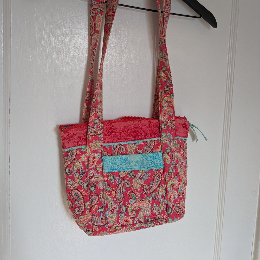 Vera Bradley Like Handmade Pink Teal Paisley Shoulder Bag Tote